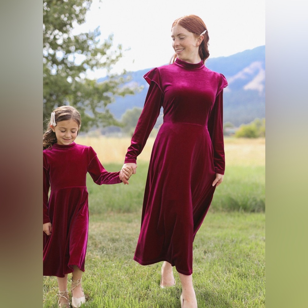 Dainty Jewells Hot Pink Velvet Midi Dress